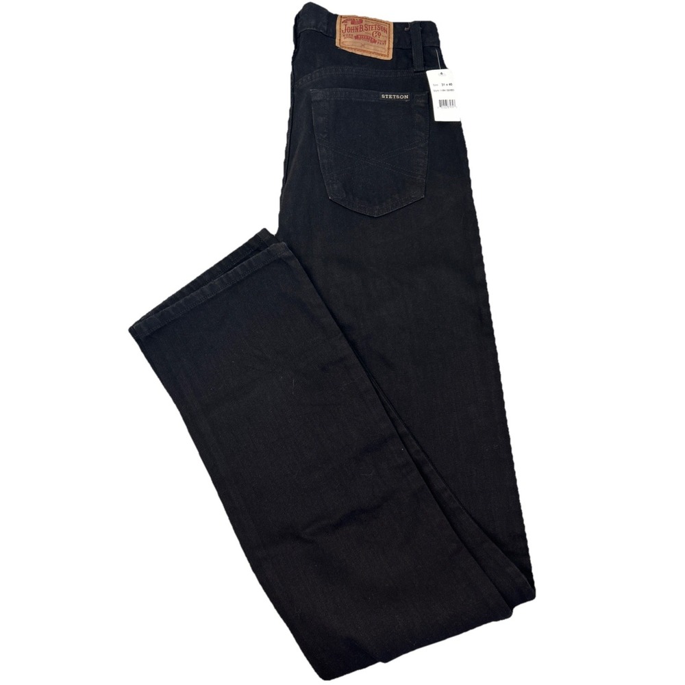 John B Stetson 1520 Mens Black Straight Leg Jeans 31x40 Vintage NWT
